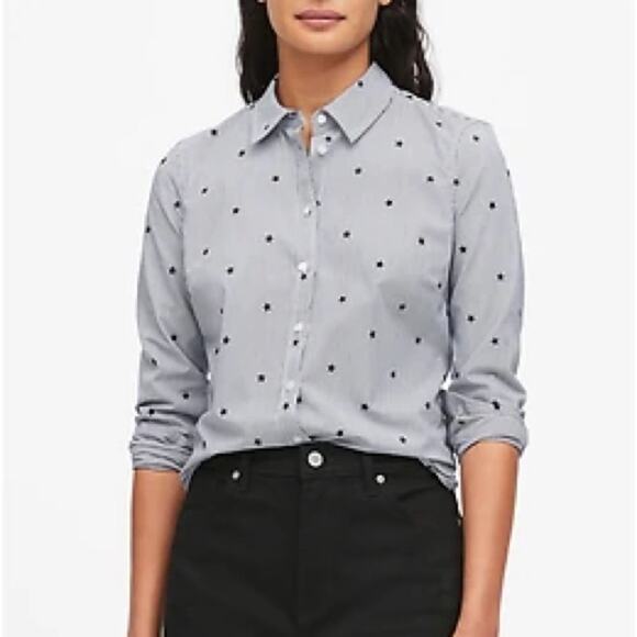 NWT Banana Republic Riley Tailored Fit Star Button Down Shirt Ling Sleeve US 2 - Picture 2 of 12